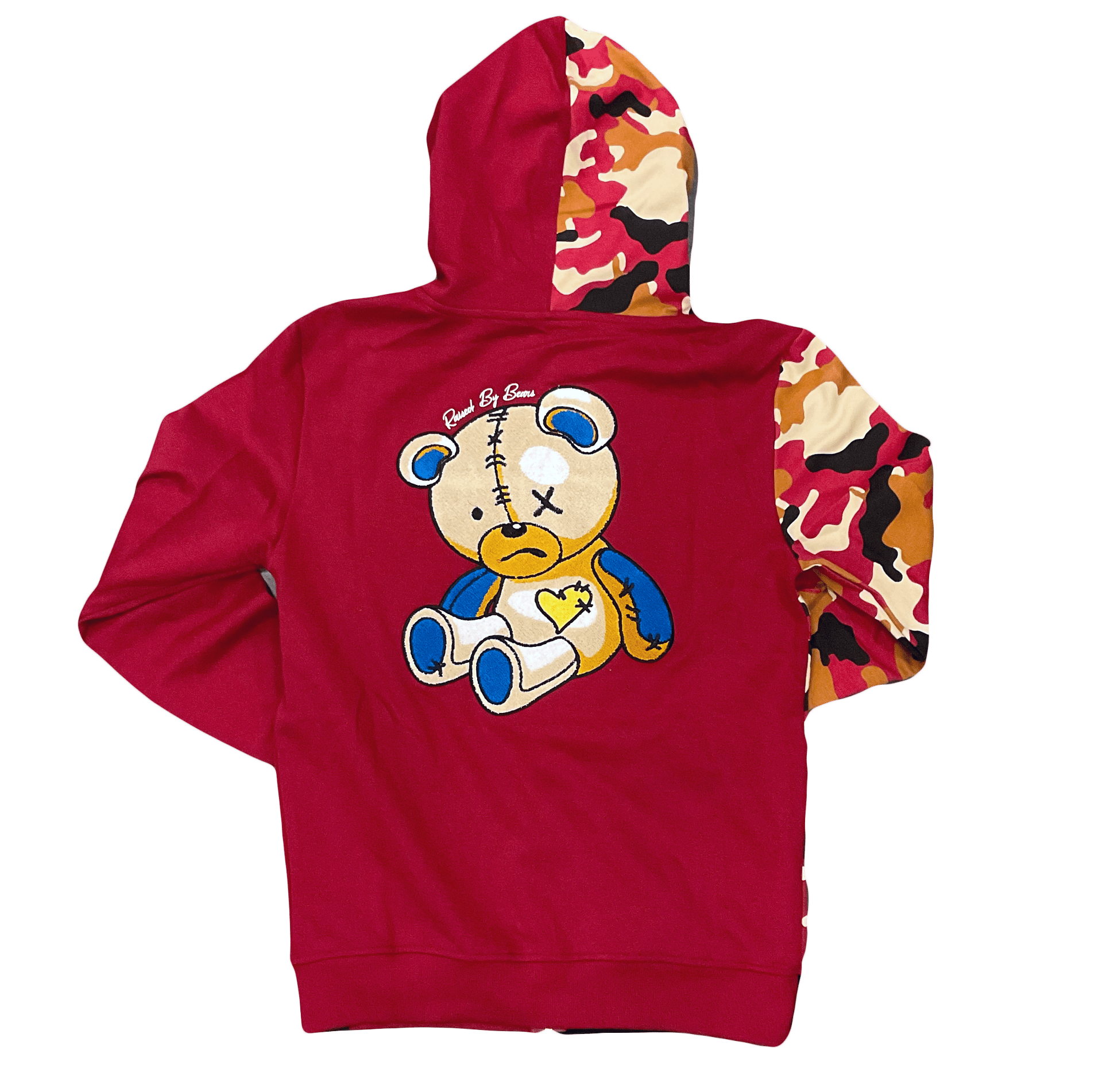 Civilized Burgundy Camo Bear Zip-up hoodie