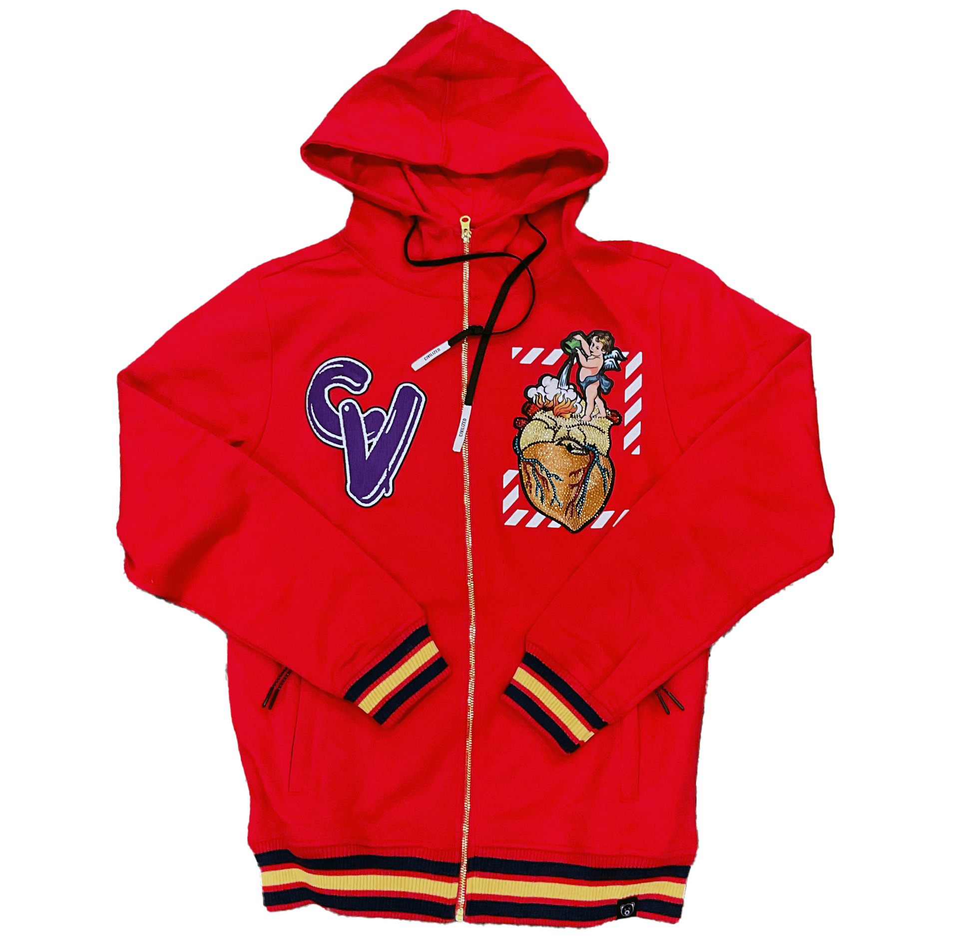 Civilized Red Wild Heart  Zipup hoodie
