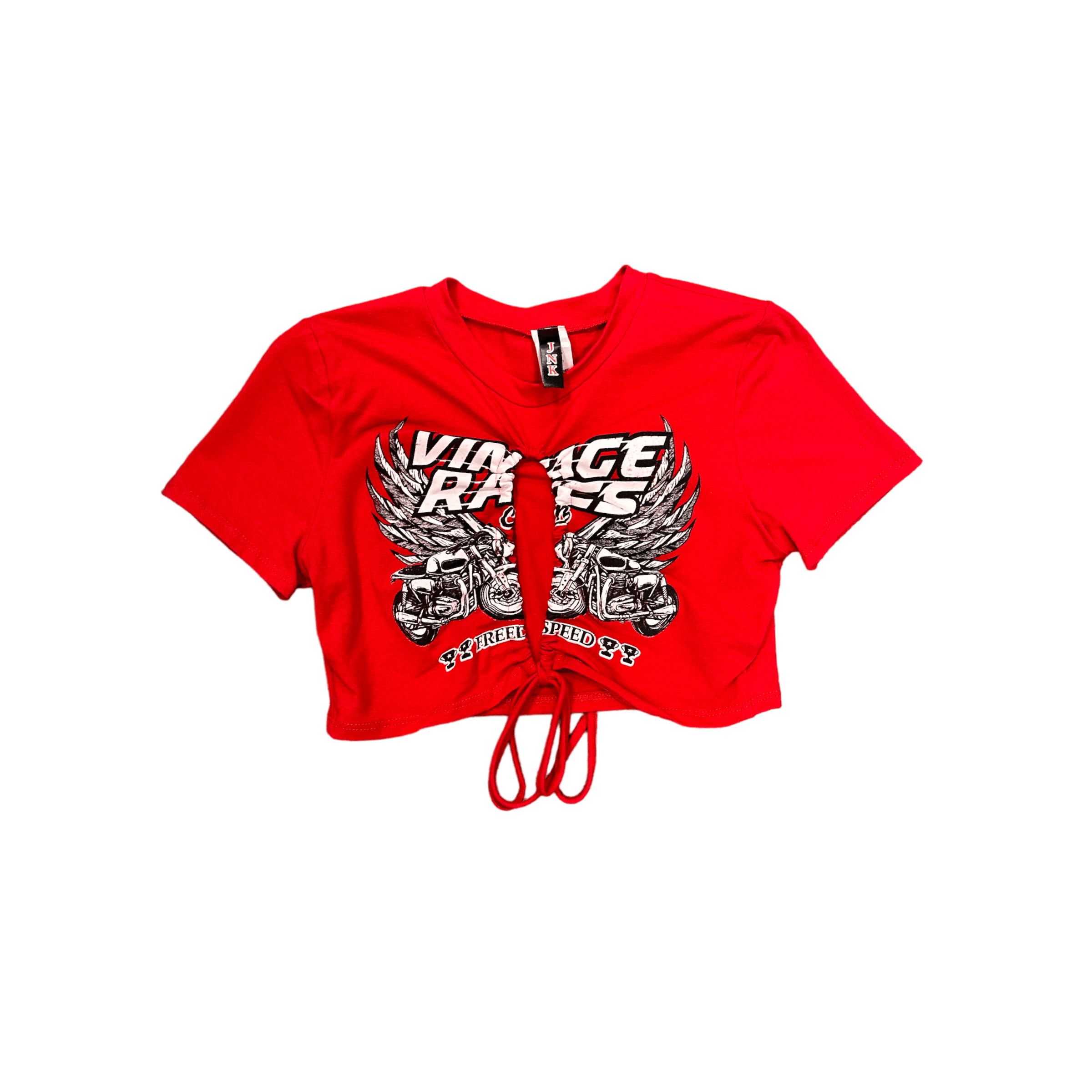 JNk T SHIRT Red Vintage racing crop shirt