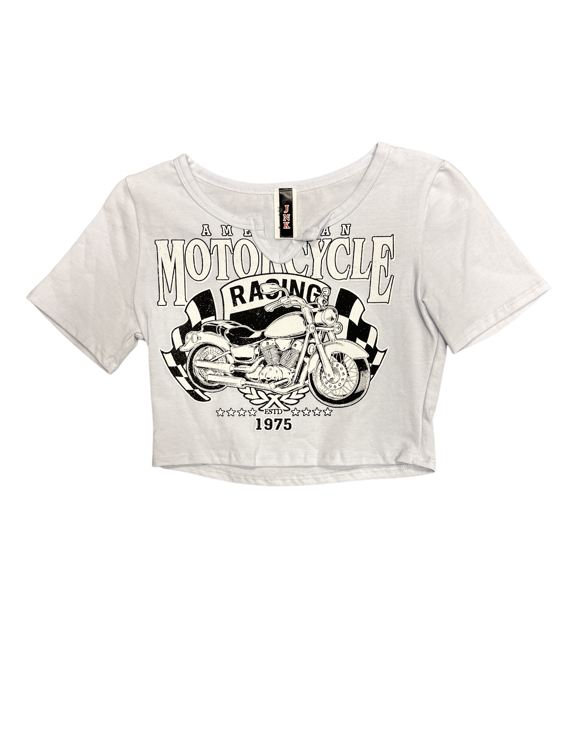 JNk T SHIRT White American cycle crop shirt
