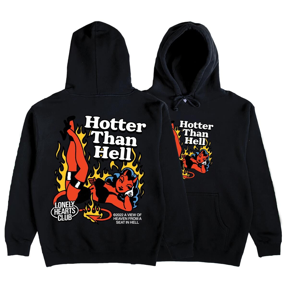LONLY HEARTS T SHIRT S / black Black Hotter than Hell Hoodie