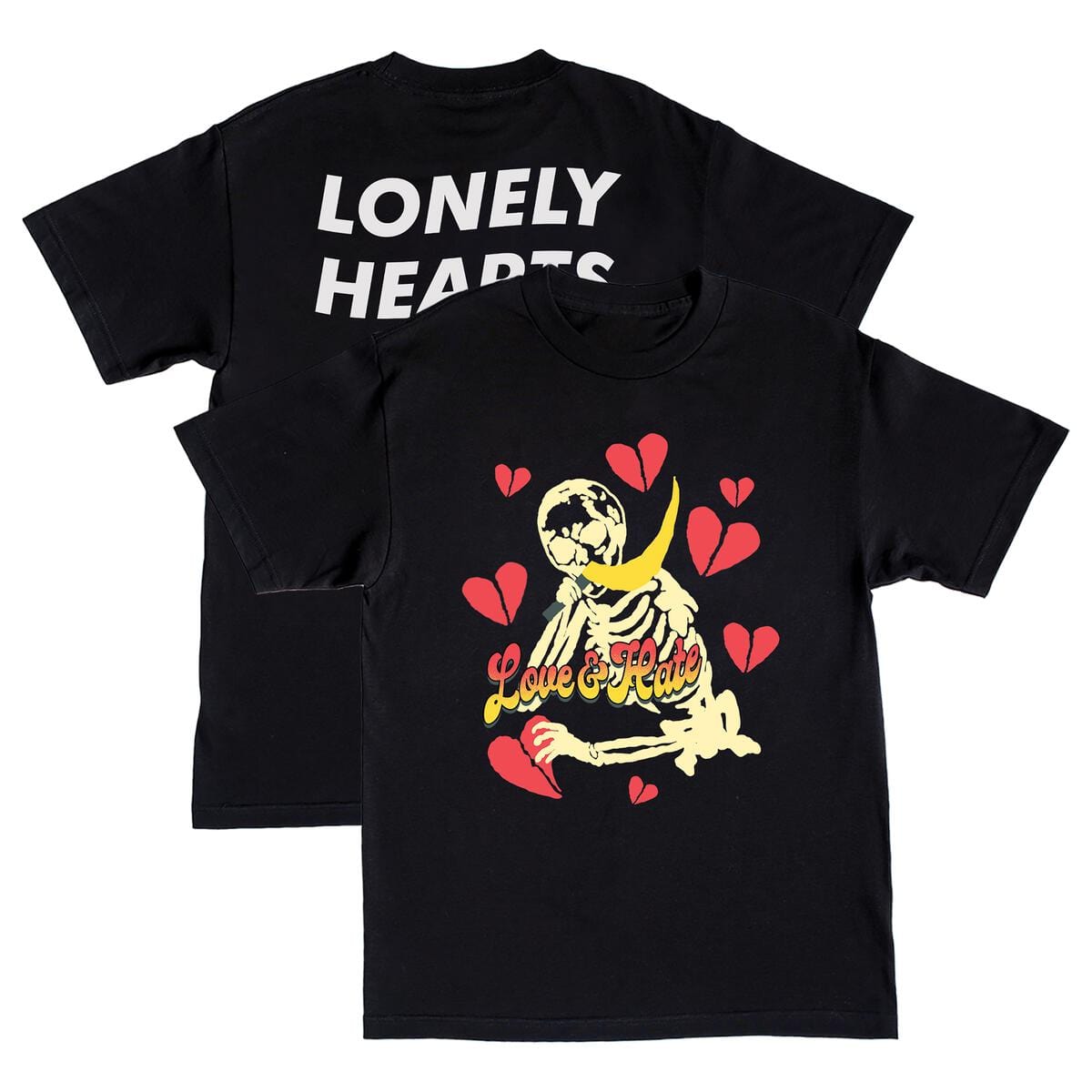 LONLY HEARTS T SHIRT S / black Love & Hate T-shirt