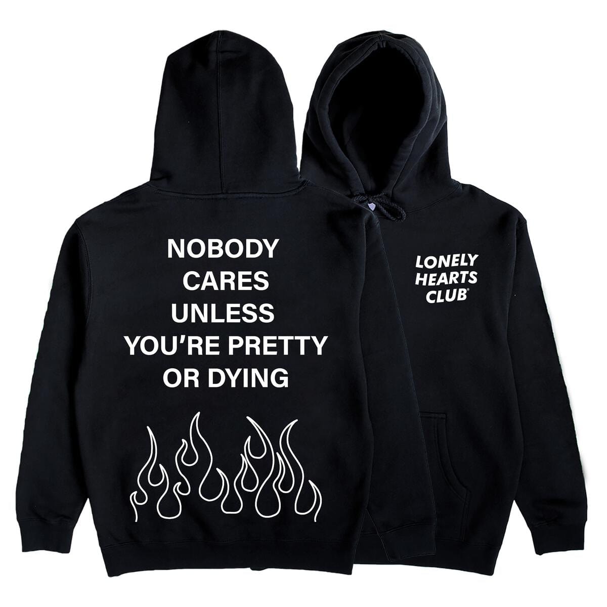 LONLY HEARTS T SHIRT S / black Nobody Cares Hoodie