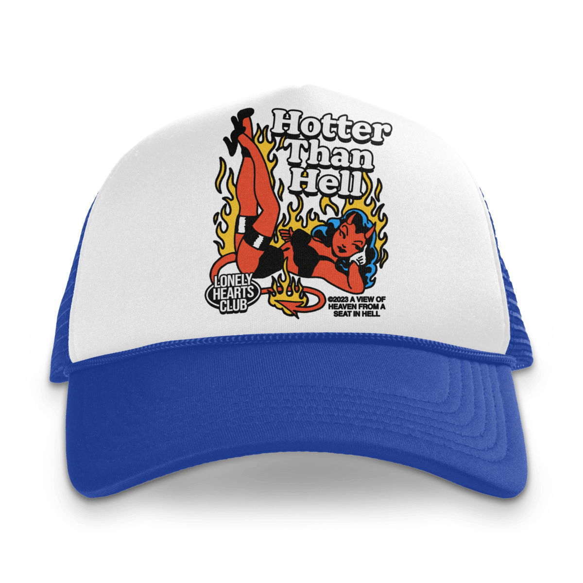 LONLY HEARTS trucker hat Hotter Than Hell Trucker Hat