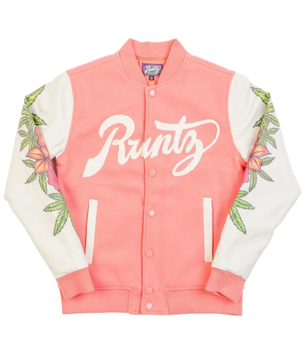 Mastermind315 Pink Floral runtz  varsity jacket