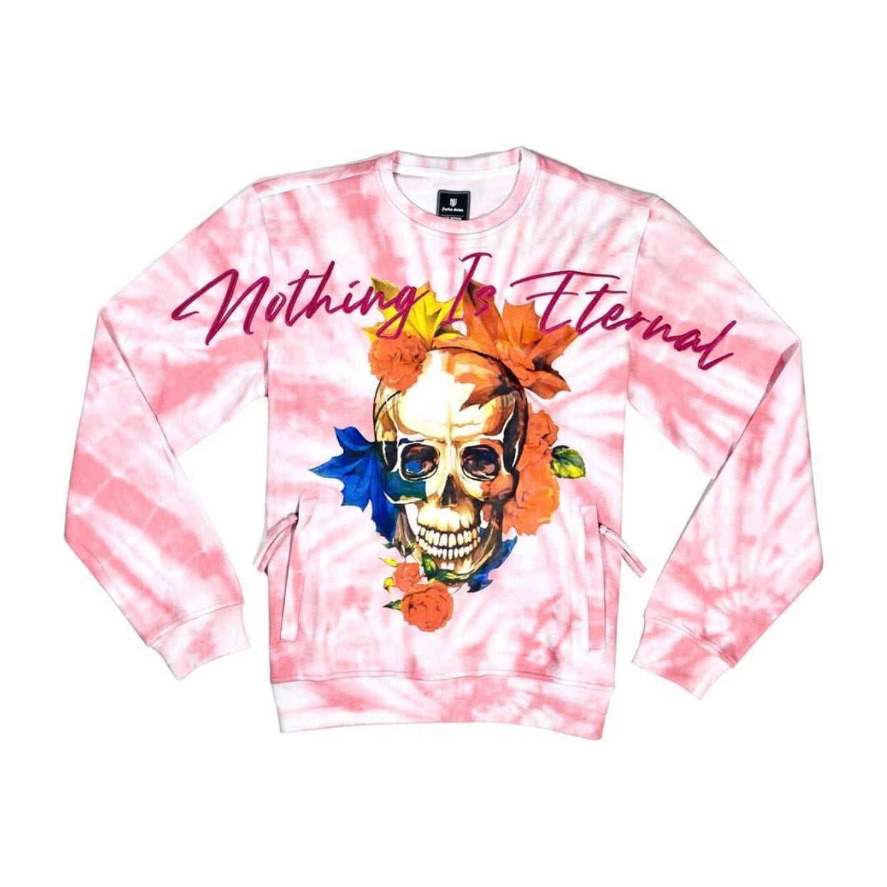 MD FASHION Pink Nothing is Enternal Embriodered Crewneck