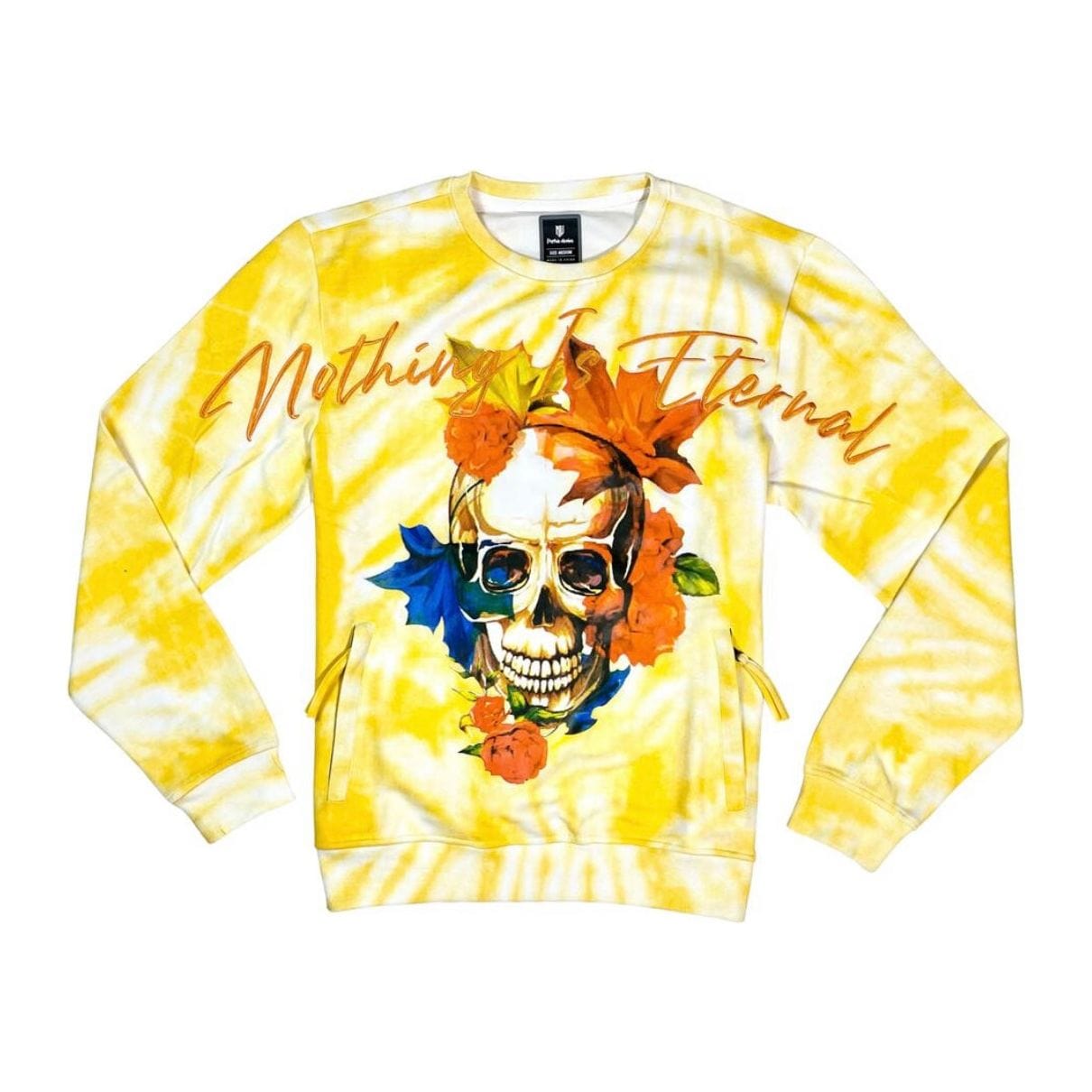 MD FASHION Yellow Nothing is Enternal Embriodered Crewneck